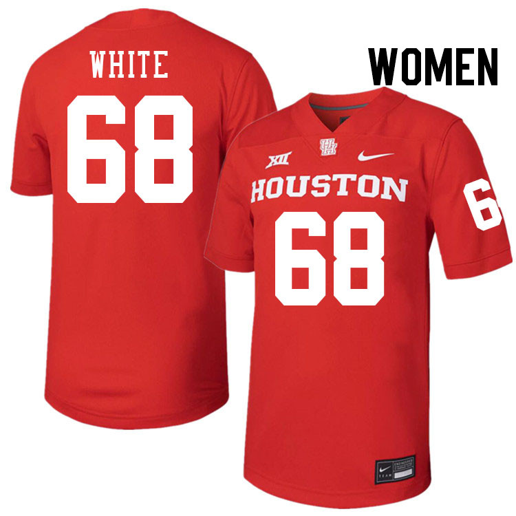 Women #68 Dakota White Houston Cougars College Football Jerseys Stitched-Red